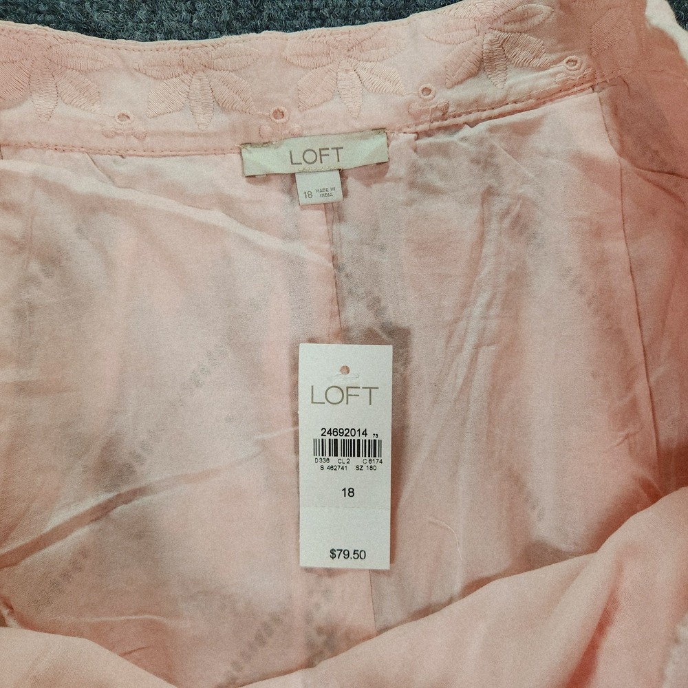 Loft Woman’s Lace Floral Embroidered Lined Cotton Skirt Light Pink Size 18 New - Picture 3 of 6